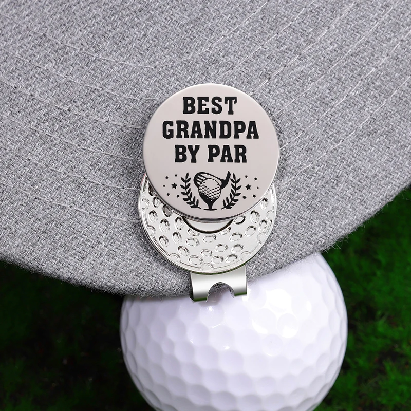 Grandpa By Par Funny Golf Ball Magnetic Hat Clip Golf Accessories Marker with Baseball Cap Clips Jewelry Gift for Friends