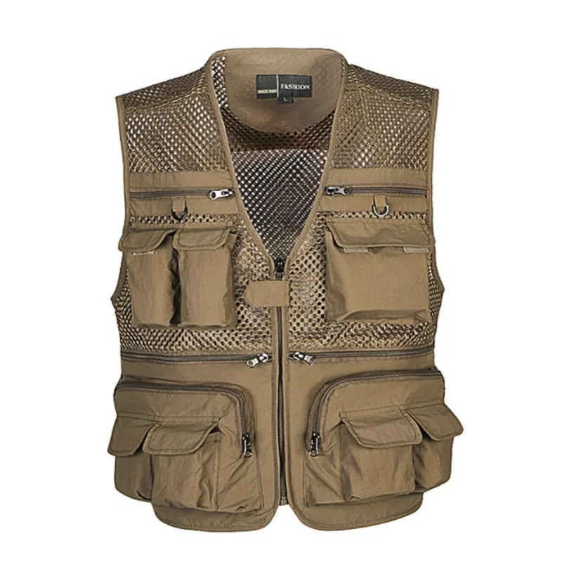 Scarico Gilet Da Uomo Tactical Webbed Gear Coat Summer Fotografo Gilet Tool Molte Tasche Mesh Work Giacca Senza Maniche Maschile