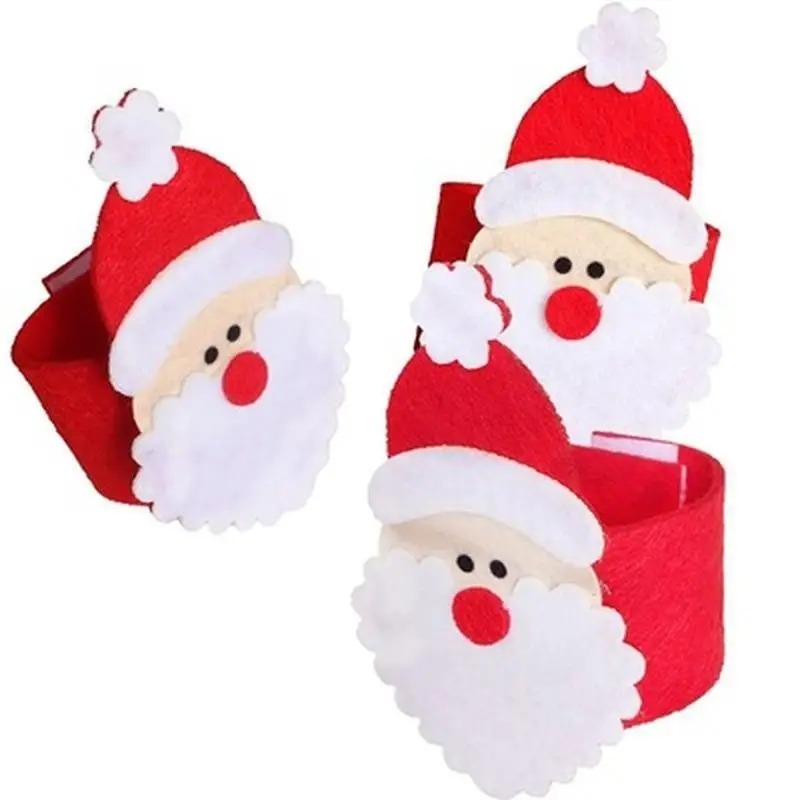 4Pcs Santa Claus Napkin Rings Christmas Non-woven Santa Claus Napkin Covers Home Holiday Party Table Decoration Napkin Rings