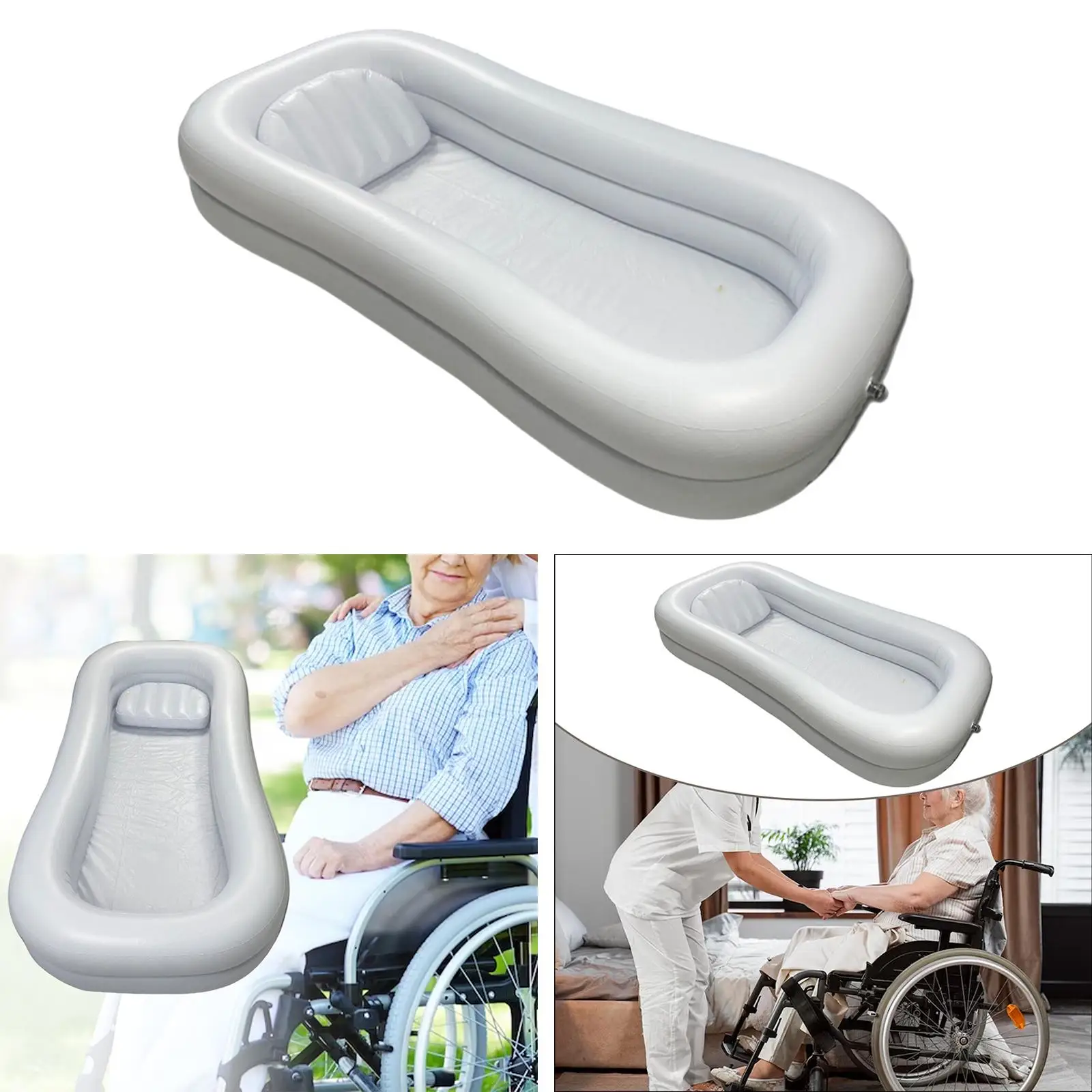 

Inflatable Bathtub Adjustable Foldable Thicken Bath in Bed Assist Aid Bath Basin for Elderly Seniors Handicapped Disabled Adults