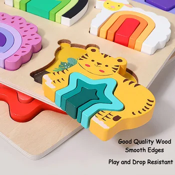 3D Wooden Jigsaw Educational Toys Montessori Toys for Kids Games Animal Shape Puzzle Toys Children Christmas Holiday Gifts 5