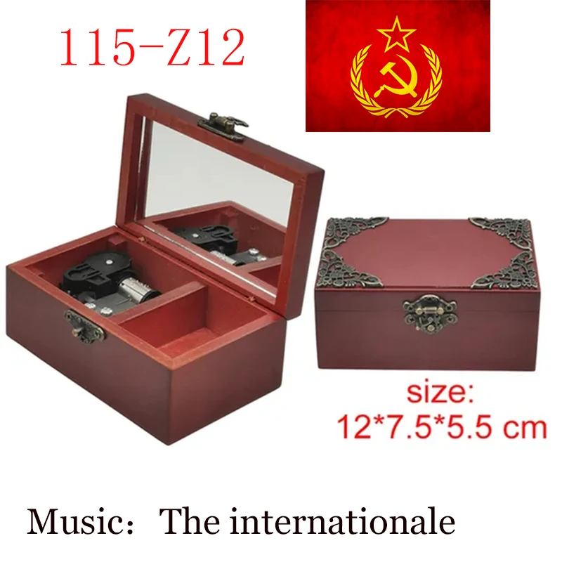 Wooden Internationale Music Box Antique Mechanism Musical Gift for Senior Grandfather Friend Souvenir