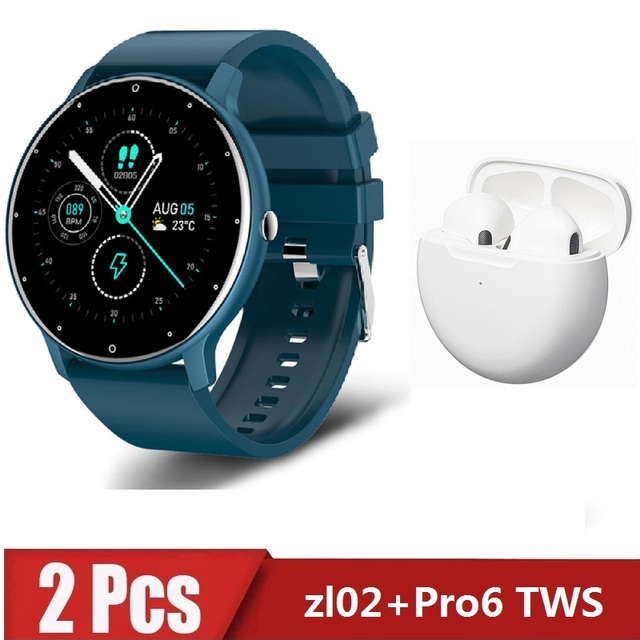 zl02 Pro6 TWS Smart Watch Men's Full Touch Screen Sports Fitness Watch IP67 Waterproof Bluetooth for Android ios