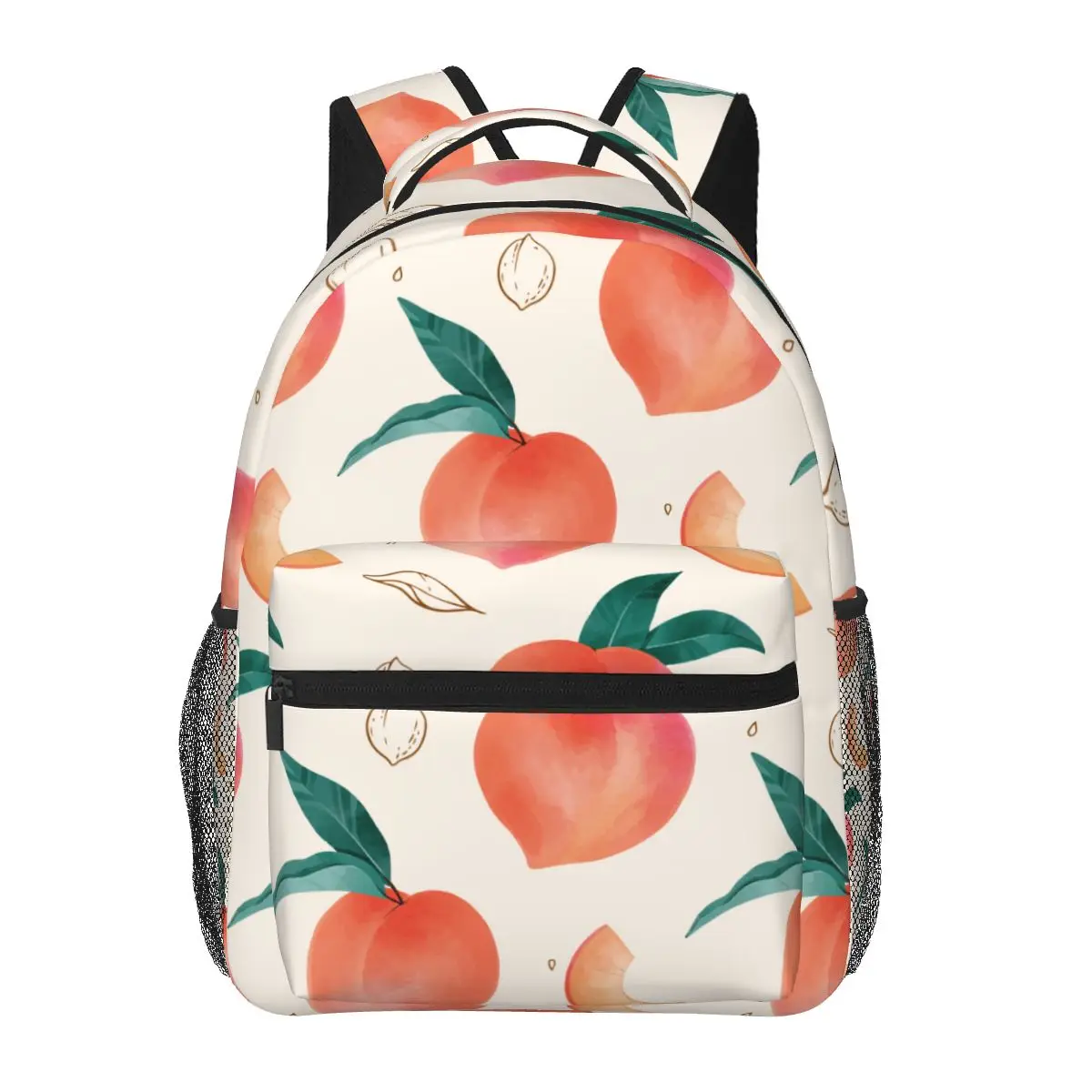 

Women Backpack Watercolor Peach And Leaves Fashion Bag for Women Men School Bag Bookbag Mochila