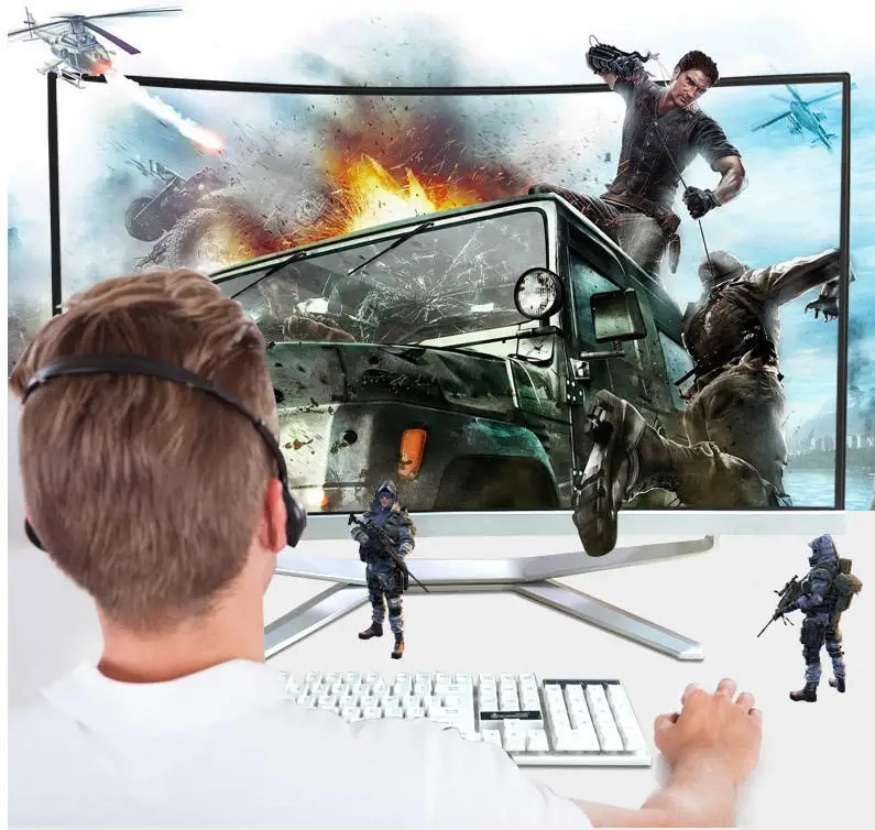 All In One Gaming Pc I7 I5 Computer Desktop 24 Pollici 4G 8G Ram 256G Mouse Nero Porta Usb Lcd Ssd Windows 10 Quad Core