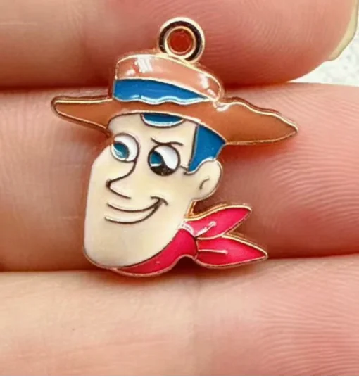 Set of 10 Gold Enamel Cartoon Charms for DIY Jewelry and Crafts