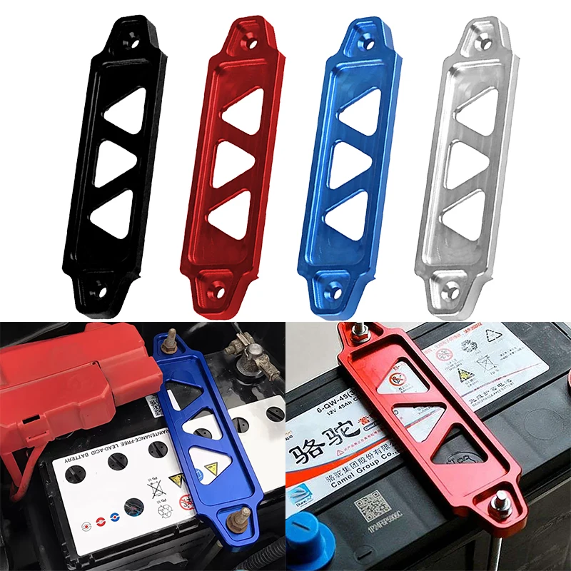 Battery Tie Down Bracket JDM Battery Hold Down Sets Billet Aluminum Battery Tie Down Bracket Mount Bracket Brace Bar 8'' J-Hook Bolt