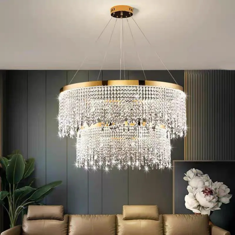 

Modern Luxury Tassel Crystal Chandeliers ForLiving Bedroom Crystals Suspension Luminaire Hanging Lamp