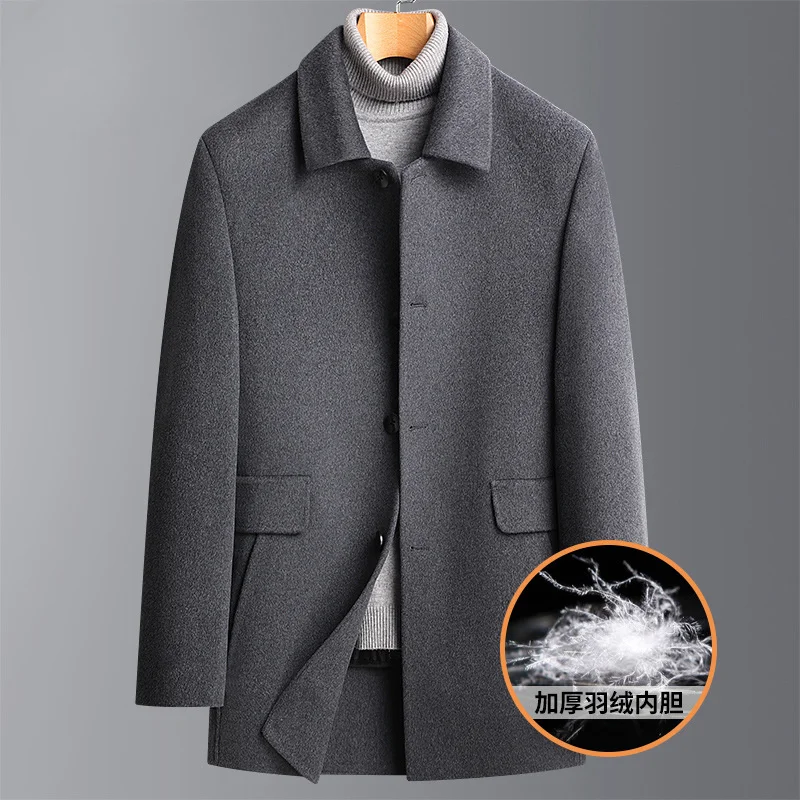 66.9% Wool Jackets for Men 2023 Autumn Winter Warm Coat Clothing Detachable 90% White Duck Down Liner Jacket Abrigo
