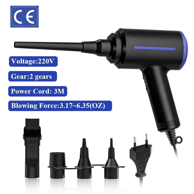 Espanador Elétrico do ar Comprimido Pulverizador de ar Enlatado Bomba de ar para Inflatables Computador pc Teclado Limpo Secador de Cabelo 500w