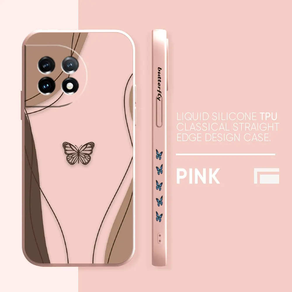 thumbnail image 1 of Case For Oneplus 5 6 9 9R 8 8T 7 7T A3 2 2V NORD 3 2 Lite Pro Simple Liquid Silicone Case Beautiful Butterfly, 1 of 5