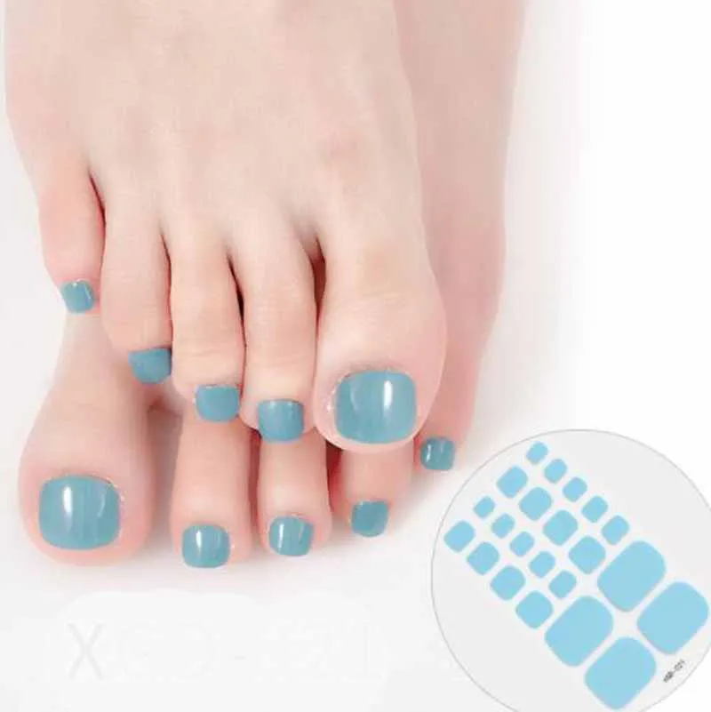 Toe Nail Sticker Wraps Adhesive Decals Toenail Polish Strips DIY Foot Decals Manicure Women Solid Color Full Cover Foot Stickers