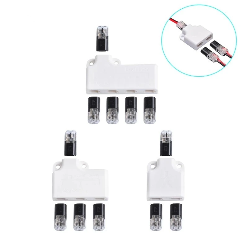 1 Set/Lotto Led Wire Connector Splitter Box Con Connettore Per Audio Auto Moto Lighting 22-20Awg Led Strip Wire Cable Junction Box