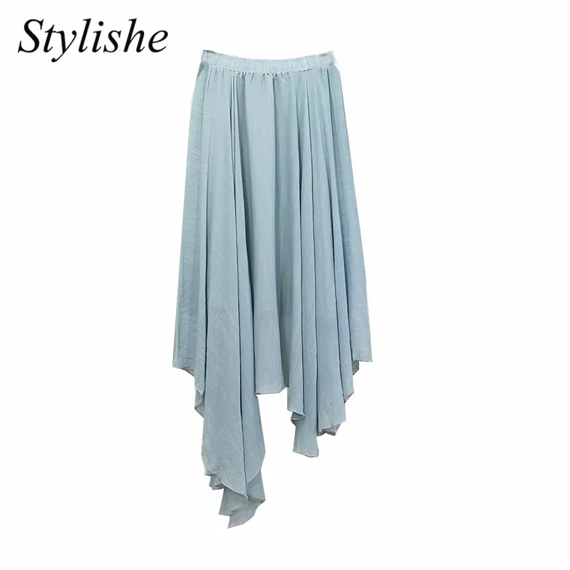 Cotton Linen Skirts Women 2022 Summer Asymmetrical Long Skirt Elegant