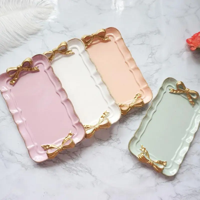

Serving Trays Decorative Serving Platter For Party Rectangle Resin Organizer Tray For Jewelry Perfumes Elegant Food Plates For