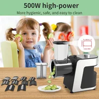 Trancheuse à légumes électrique 500W, coupe-légumes de cuisine, trancheuse à carottes, trancheuse à pommes de terre, trancheuse à concombres, hachoir alimentaire multifonction 5 en 1 avec lame 6