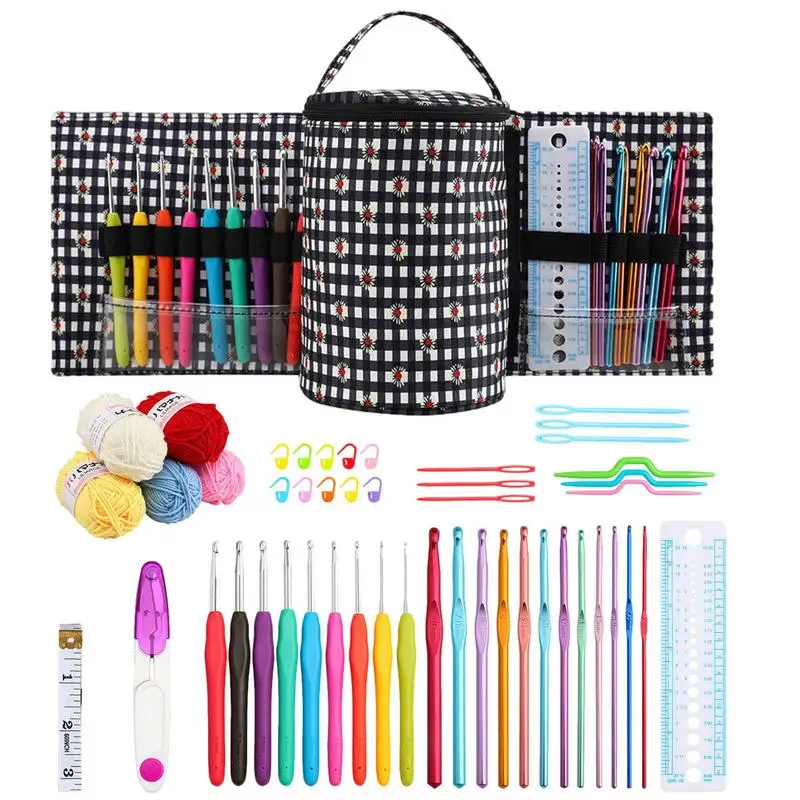 

Crochet Yarn Kits Yarn Hooks Crochet Set Portable DIY Weaving Tool Ergonomic Beginner Crochet Kit Knitting & Crochet Supplies
