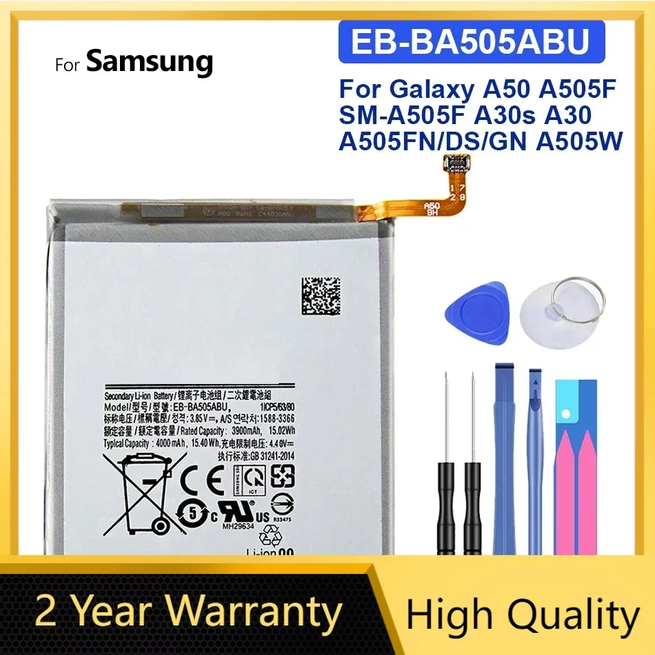 Женская батарея 4000 мАч для Samsung Galaxy A50 A505F EB-BA505ABN A505FN/DS A505GN/DS A505W A30s A30 EB-BA505ABU A50S