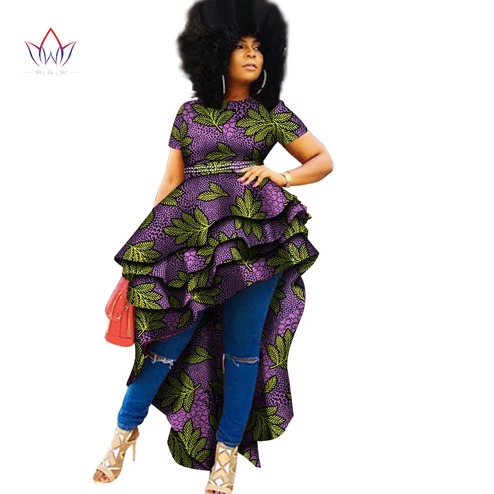 

BRW African Wedding Dresses For Women Short Sleeve Print Outfits Large Sizes Dashiki Ankara Bazin Riche Female dress WY2776