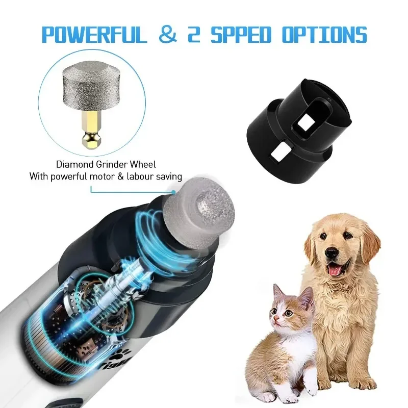 Pet Nail Grinder USB Rechargeable Dog Electric Nail Clipper Cat Claw Beauty Grinder Silent Pet Clipper Beauty Trimming Tool