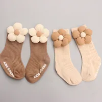 0-12M Infant Accessories Cute Flower Spring Autumn Cotton Newborn Baby Bebe Girl Hat Socks Two Pieces Set 5