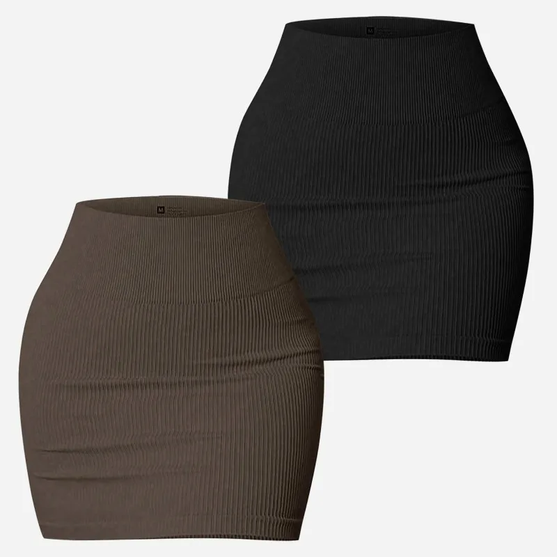 Women Seamless High Waist Bodycon Mini Skirt Ribbed Stretchy Yoga Skirt Casual Slim Fit Workout Summer Butt Lift Short Skirts 1