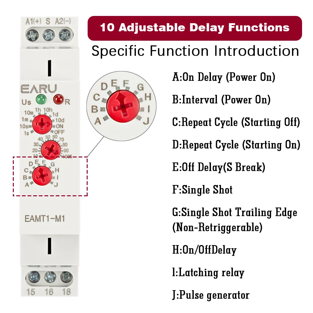 GEYA INTERRUTTORE RELÈ Temporizzato Multifunzione Esteso 10 Funzioni 16A 12- 240V EUR 22,83 - IT - Foto 3