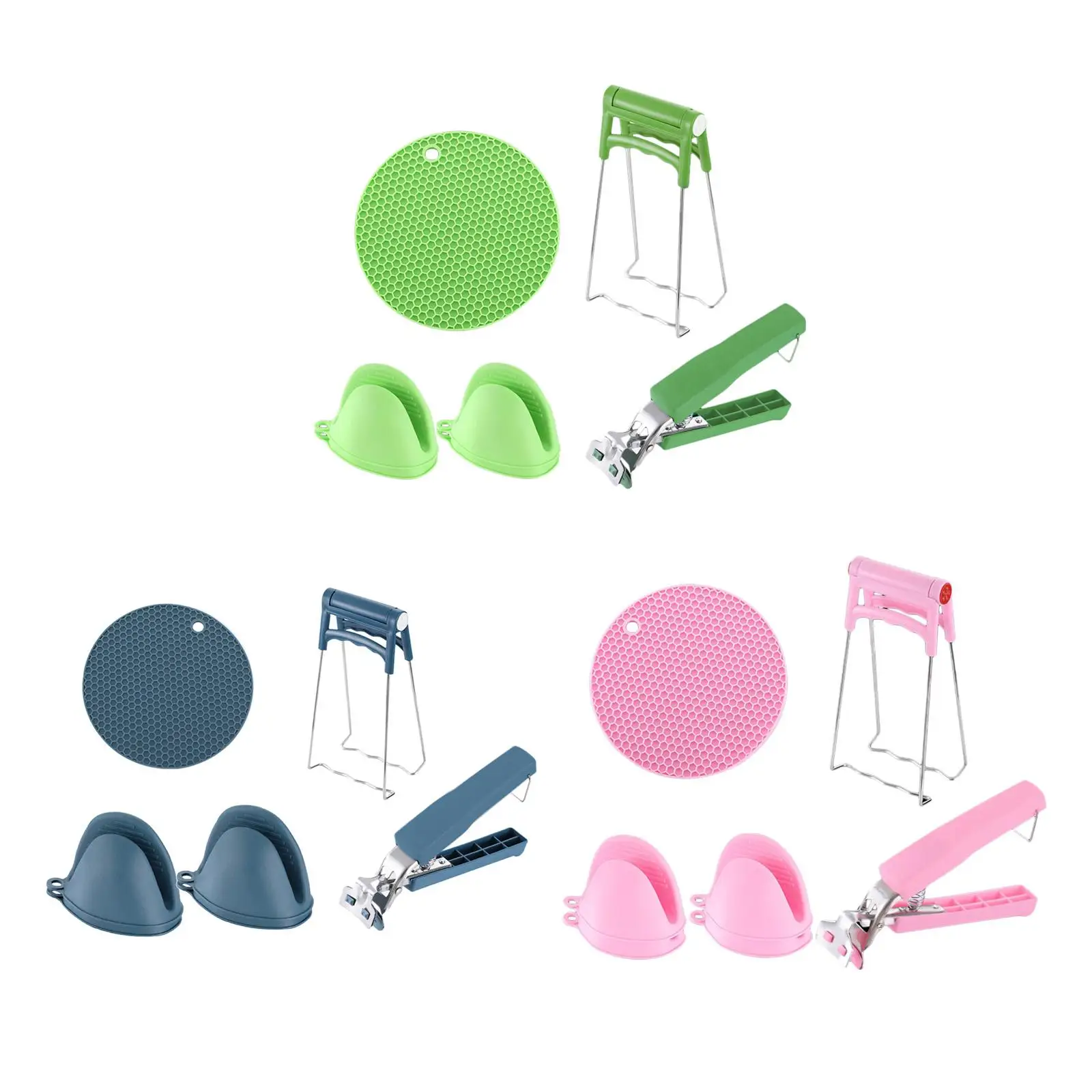 

Kitchen Anti Scalding Set Durable Universal Include Plate Holder Bowl Clip Silicone Pot Holder Pinch Mitts Grips Multifunctional