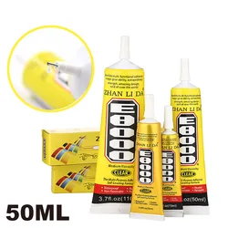 E8000 – Tube de colle forte liquide à effet instantané, 50 ml, transparent, puissant, prise rapide, pour vêtements en tissu, cuir smartphone, bijoux, écouteurs, écran de téléphone, fournitures de bureau, papeterie 