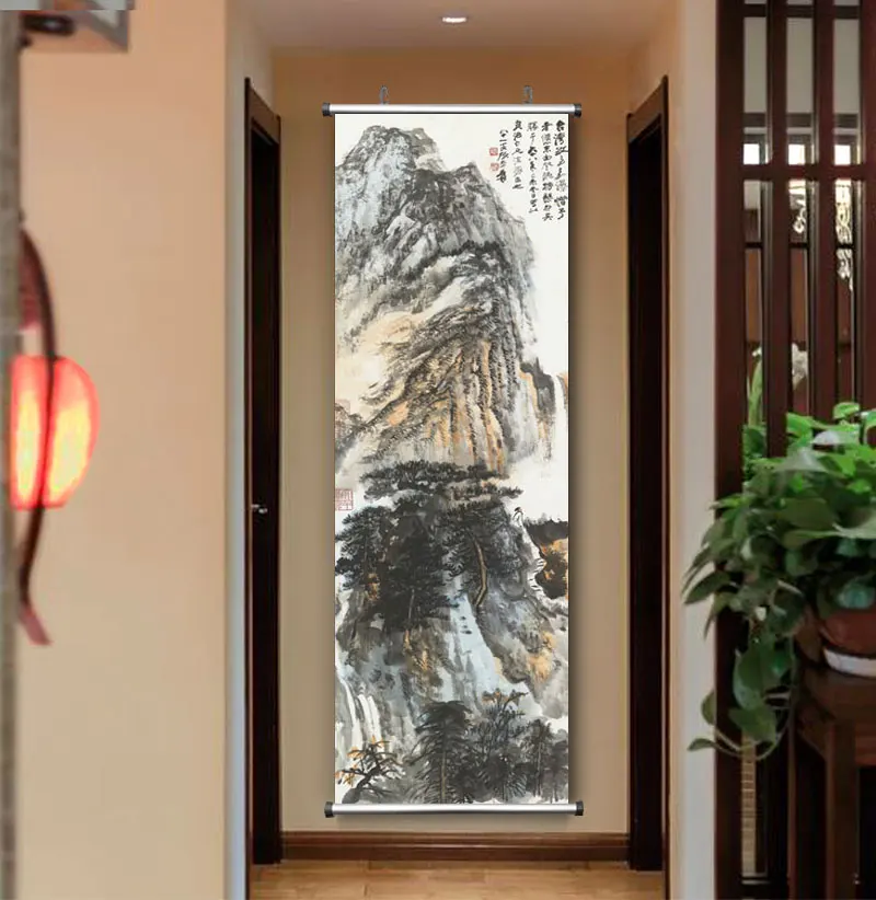 Affiche 빈티지 캔버스 페인팅, Zhang Daqian 벽 아트 그림, 거실용 포스터 및 인쇄물, 홈 장식 알루미늄 프레임 