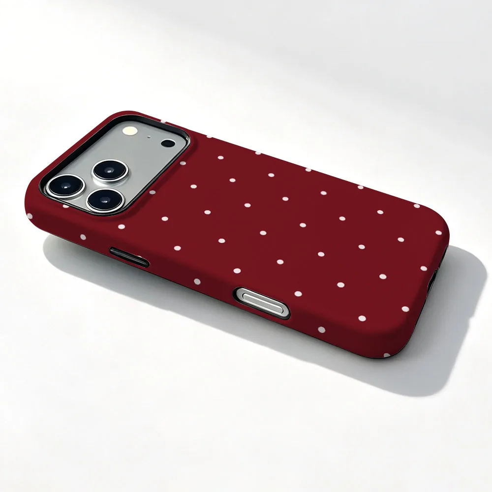 Red Polka Dot Magnetic Shockproof Phone Case with 2-in-1 Film Cover