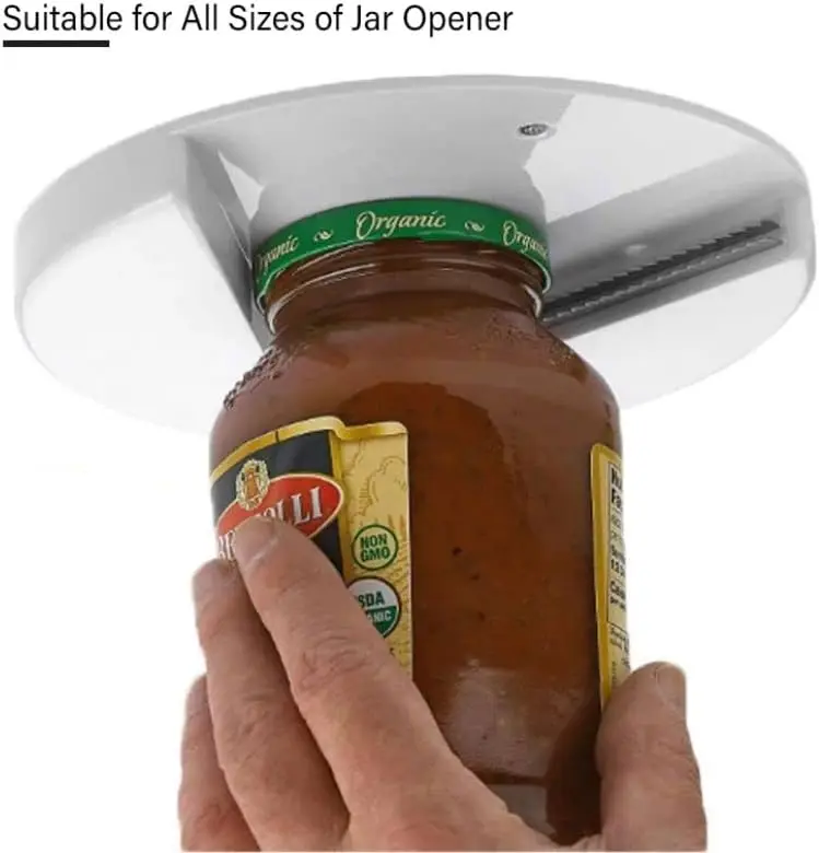 EZ Off Jar Opener, White - Under Cabinet Jar Lid & Bottle Opener - Great  for Seniors With Arthritis & Weak Hands 