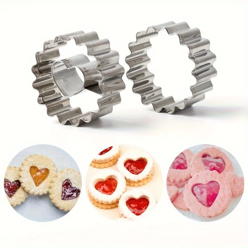 Stainless Steel Cookie Cutters Flower Heart Shape Candy Biscuit Cake Decorating Molds Baking Tools 2pcs