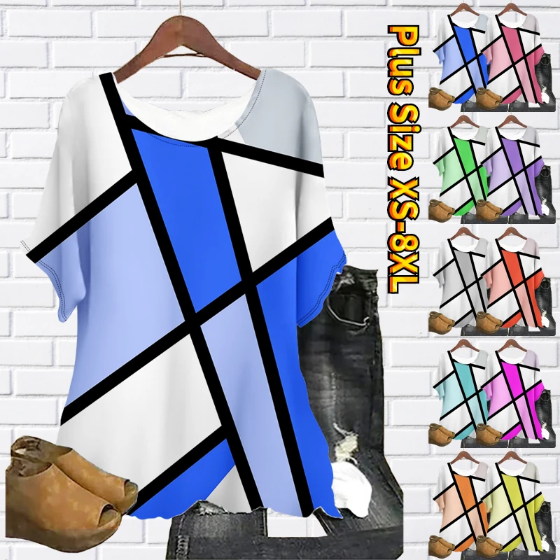 

Женский пуловер с коротким рукавом и круглым вырезом, летний модный Повседневный пуловер в простом стиле с принтом, новинка 2023