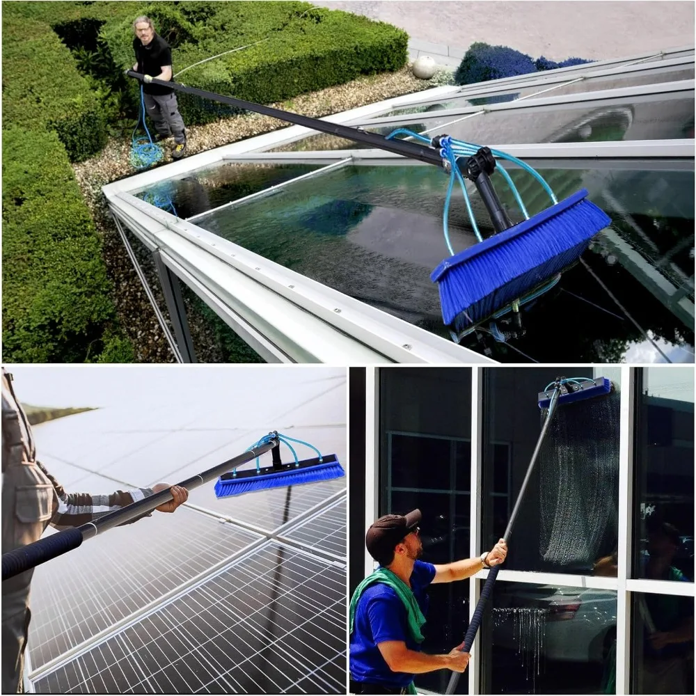 40-Foot Water-Fed Pole Kit for Solar Panel and Window Cleaning with Roof Glass Cleaning Tools
