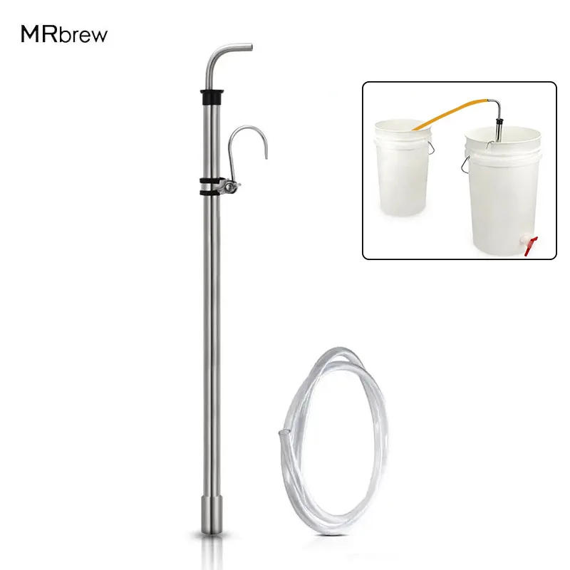 Home Brewing Auto Siphon Racking Cane Stainless Steel Beer Syphon Tube Beer Transfer With 1M Tubing For Wine Bucket Carboy