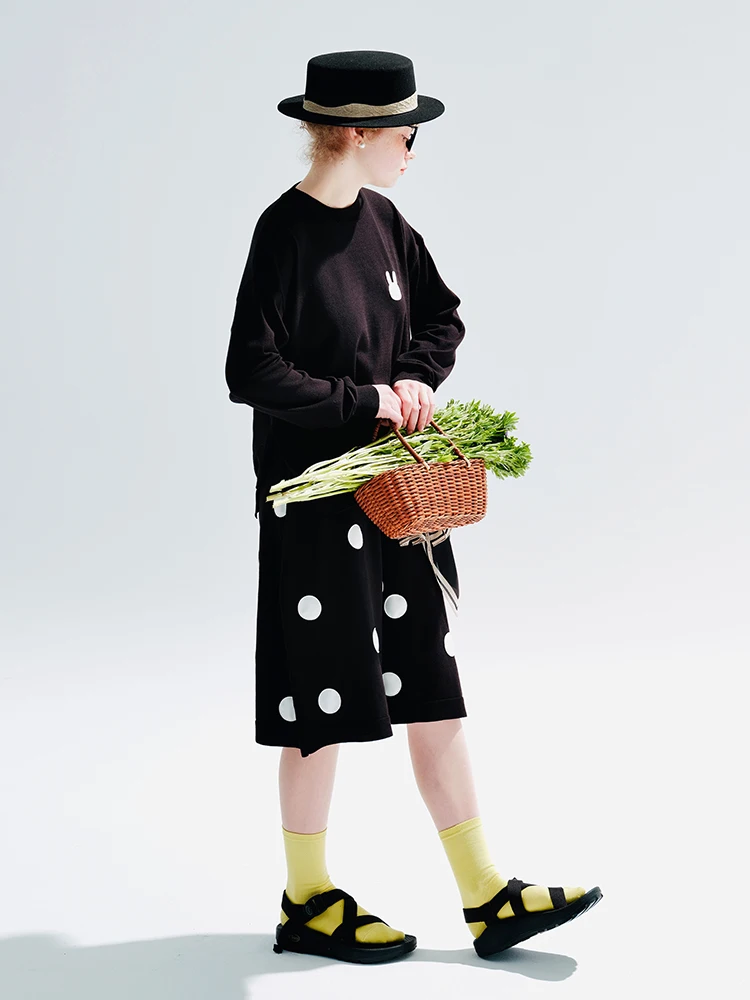 imakokoni's original woven polka shorts loose five-point knitted pants elastic waist versatile women's casual pants 234051