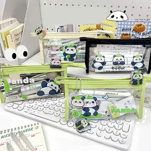 Large Capacity Pencil Case Creative Cartoon Panda Stationery Storage Bag Multifunctional Stationery Pen Bag