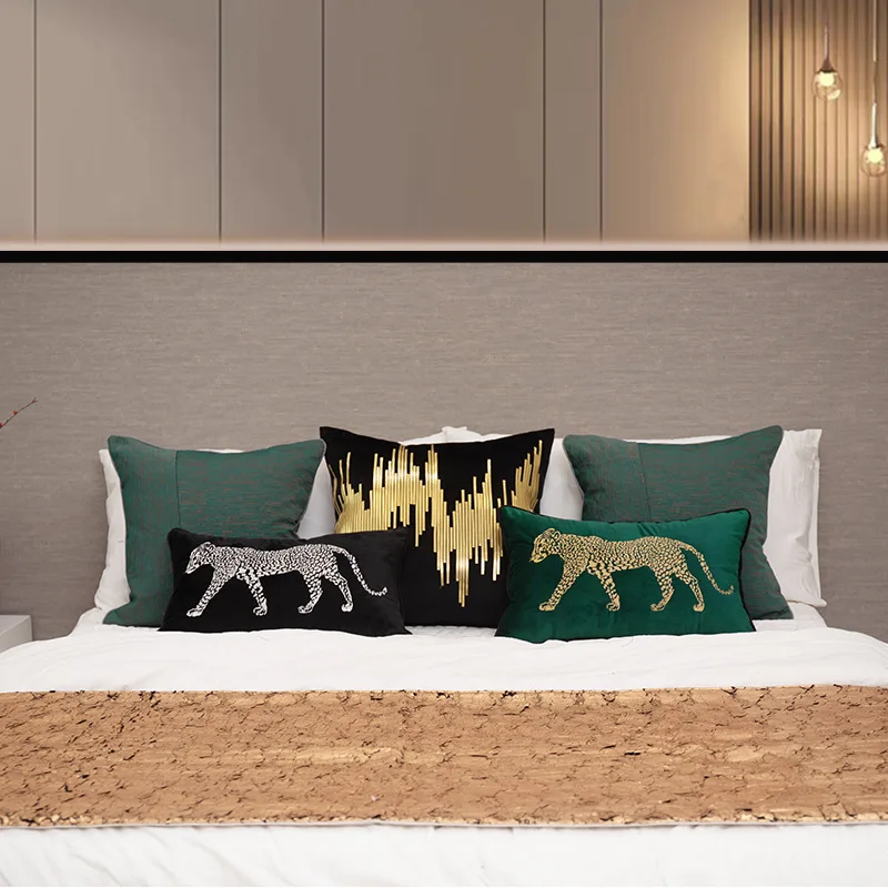 Retro American Gold Leopard bestickter Kissenbezug Hotel Villa Wohnzimmer Sofa Dekoration Kissenbezug Home Decor