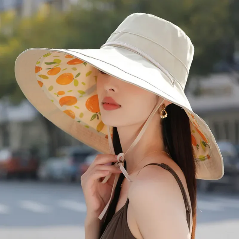 Enlarged Brim Sun Hat Double Wear Sun Hat Casual Simple Outdoor Beach Vacation