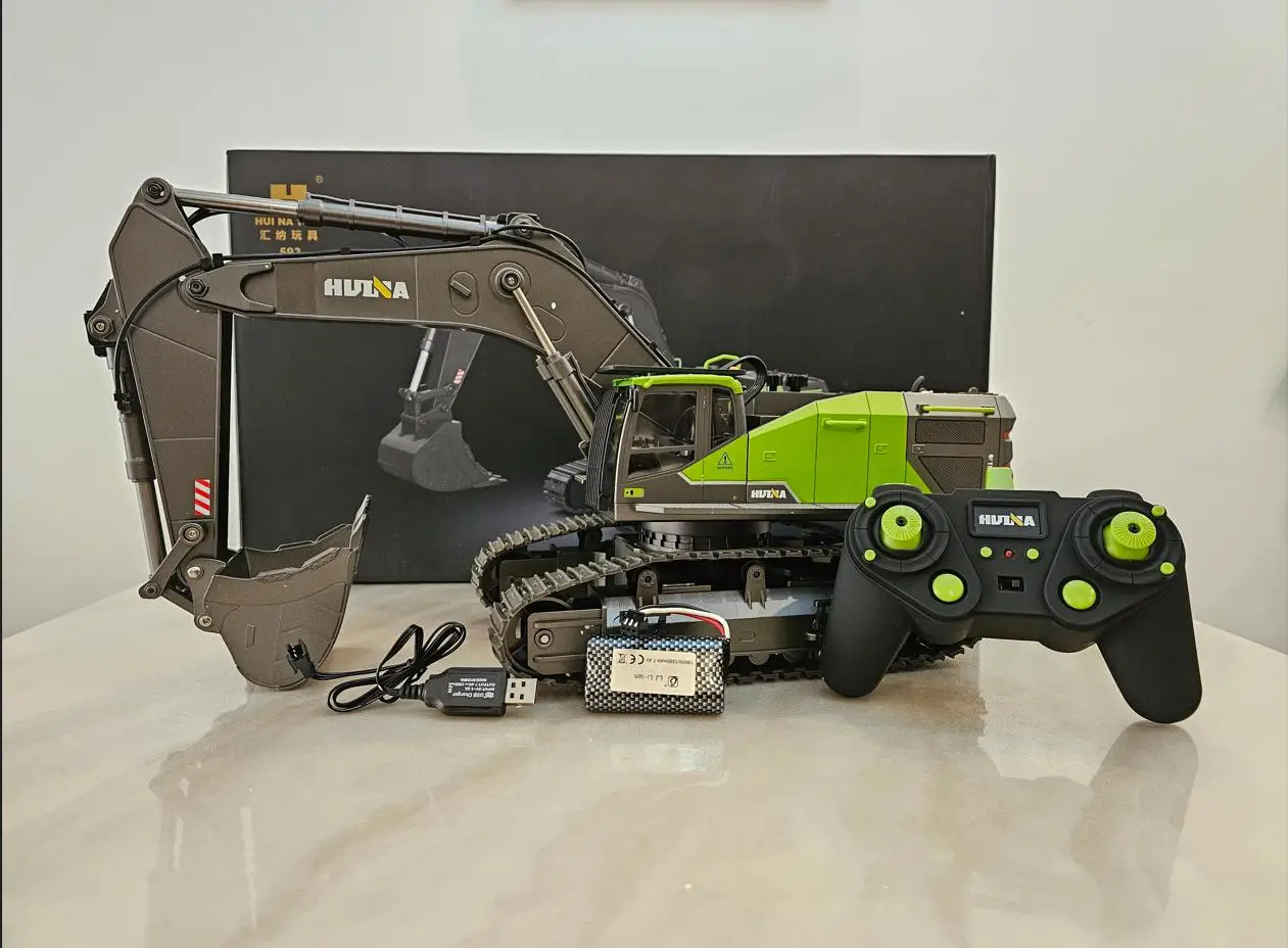 1593 Large remote control engineering vehicle Hydraulic wireless remote control alloy excavator Toy car charging screw excavator