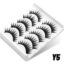 Natural 3D Faux Mink Winged Eyelashes - Soft and Realistic Lash Extension (5/10 Pairs) (5pairs-Y5)