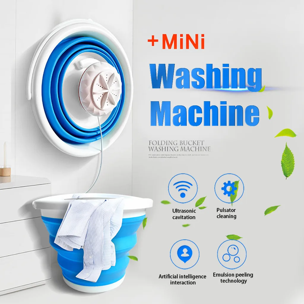 Household 10L portable washing machine mini folding washing machine two in one ultrasonic cleaning USB dormitory