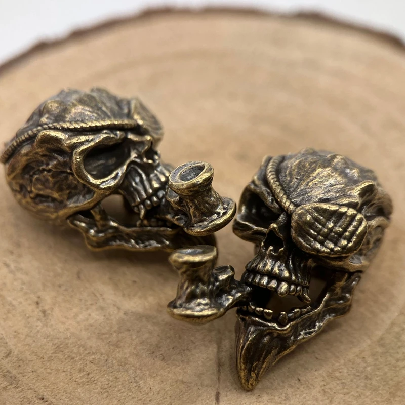 한 눈의 해적 해골 캡틴 황동 칼 구슬 EDC DIY Paracord 짠 팔찌 매는 밧줄 펜던트 액세서리 야외 도구 쥬얼리