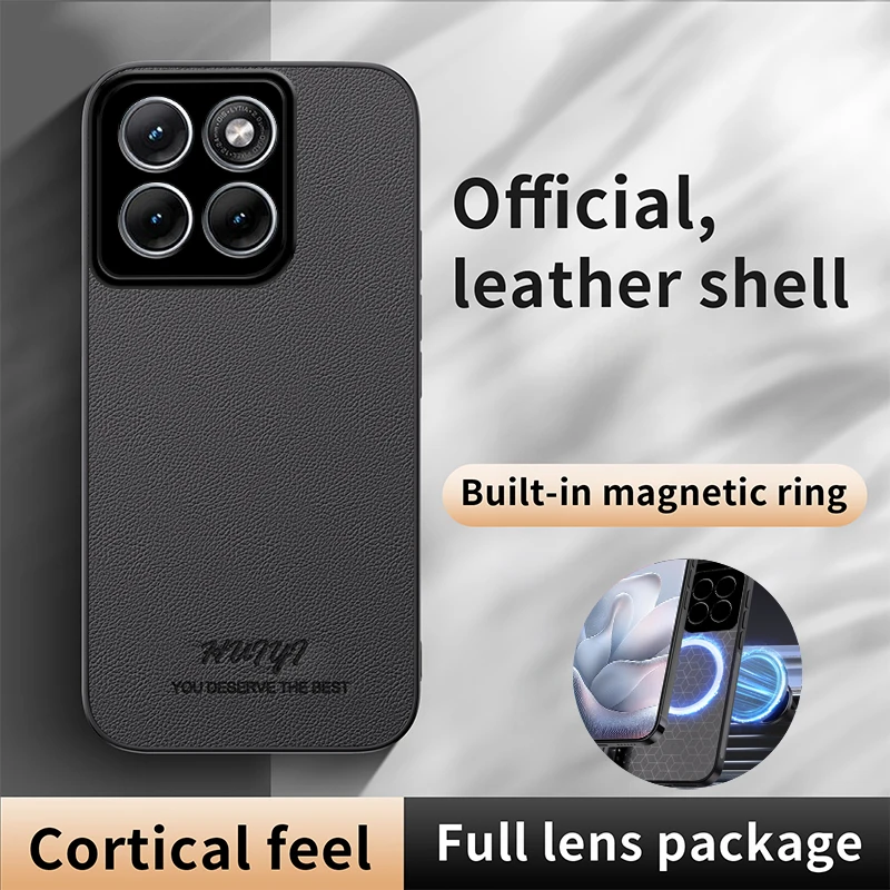 Luxury Leather Lychee Magnetic Cover - Skin-friendly Bumper