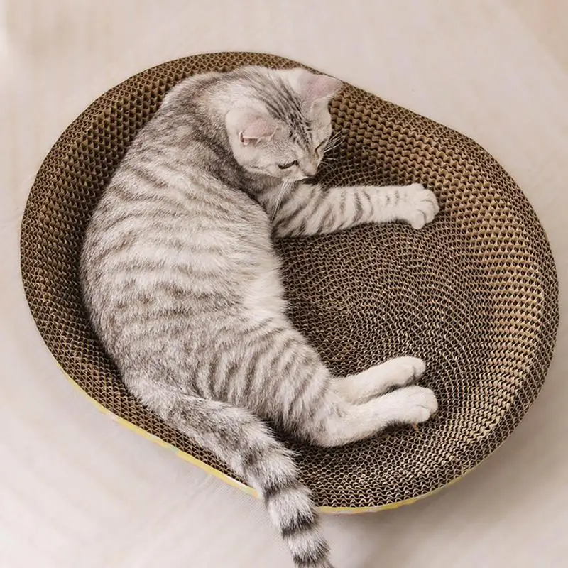 

Cat Scratching Pad Corrugated Cardboard Bed For Cat Oval Cat Scratcher Bed Pet Scratching Lounge Pet Scratching Bowl With Catnip