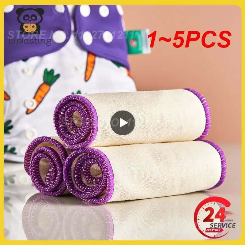 

1~5PCS HappyFlute Hemp Cotton Nappy Inserts Washable Breathable 3 Layers Hemp Cotton Use With Baby Cloth Diaper