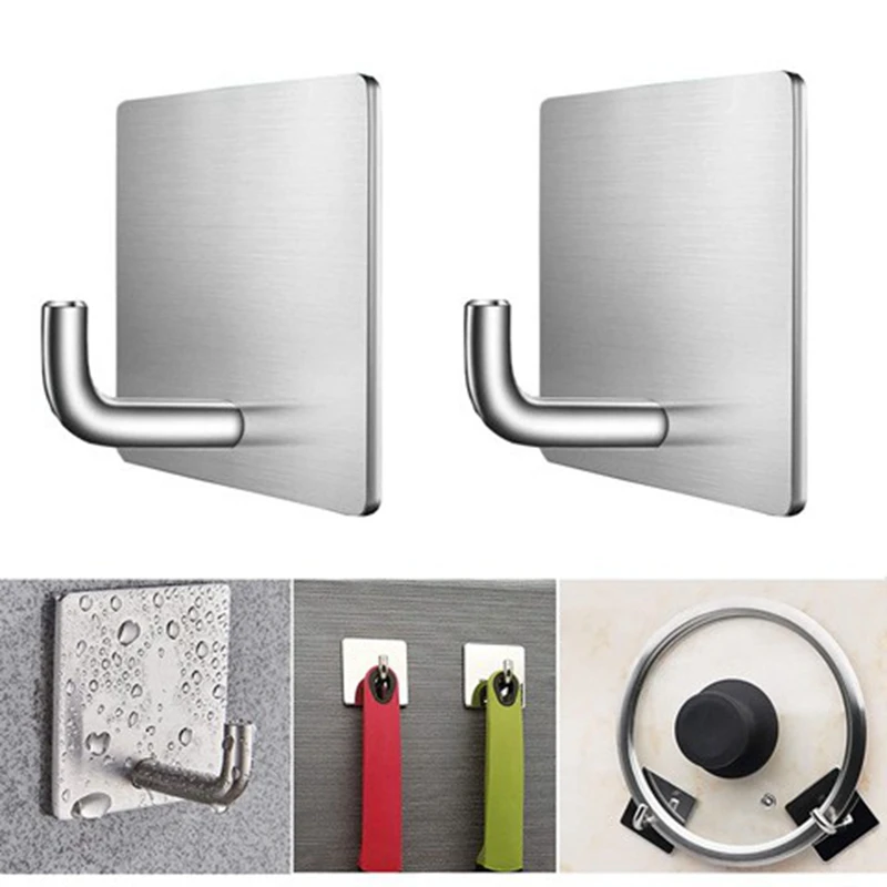 

Self-adhesive Stainless Steel Towel Hook Bathroom Towel Nailless Key Kitchen Door Bathroom Household
