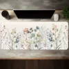 Stylish floral print mousepad, extended desk mat, 35.4x15.7in, long mousepad with non-slip rubber base, ideal for gamers, home o 1
