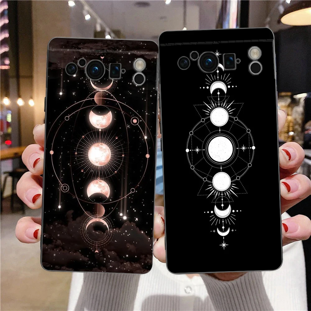 Celestial Night Art Silicone Shockproof Phone Case - Black Cover